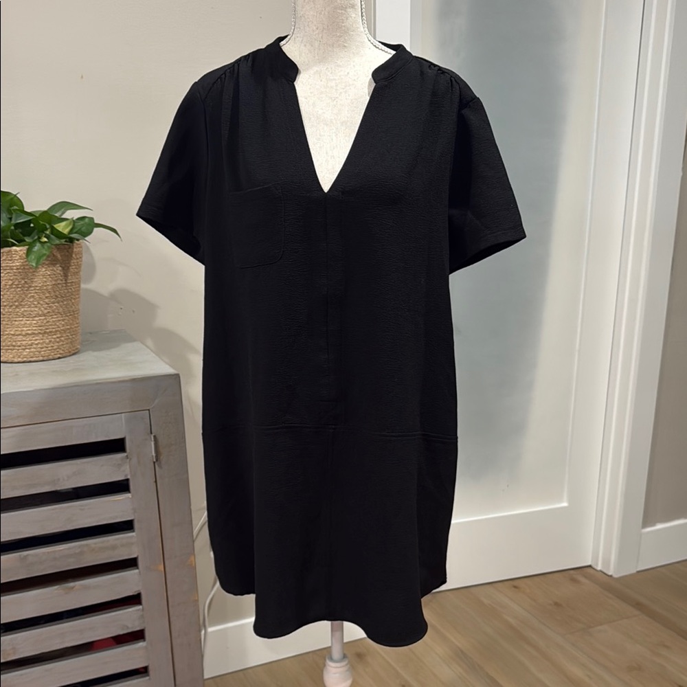 Women's Simple Black V-neck Dresses